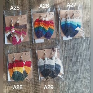 Handmade Macrame Feather Earrings